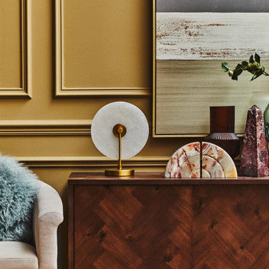 Image of Waldorf White Marble And Gold Finish Table Lamp