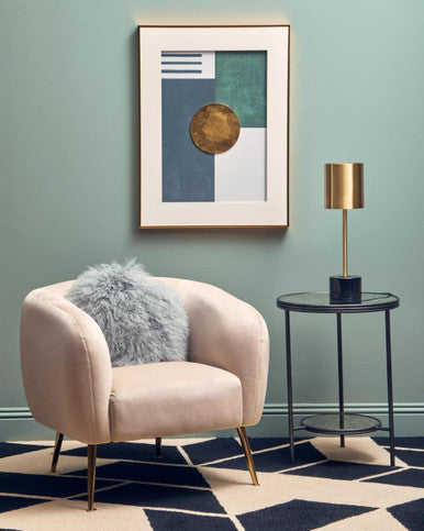 Image of Palais Brushed Brass Table Lamp with Black Marble Base