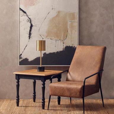 Image of Palais Brushed Brass Table Lamp with Black Marble Base