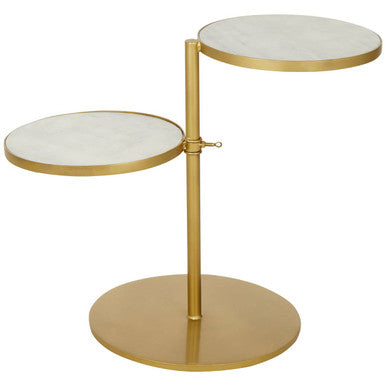 Image of Gold Finish 2 Shelves Side Table with White Marble Tops, Rabia