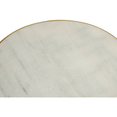 Image of Gold Finish 2 Shelves Side Table with White Marble Tops, Rabia