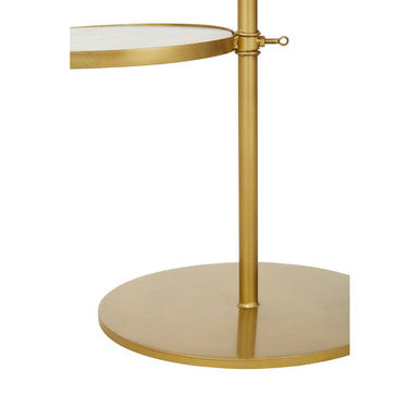 Image of Gold Finish 2 Shelves Side Table with White Marble Tops, Rabia
