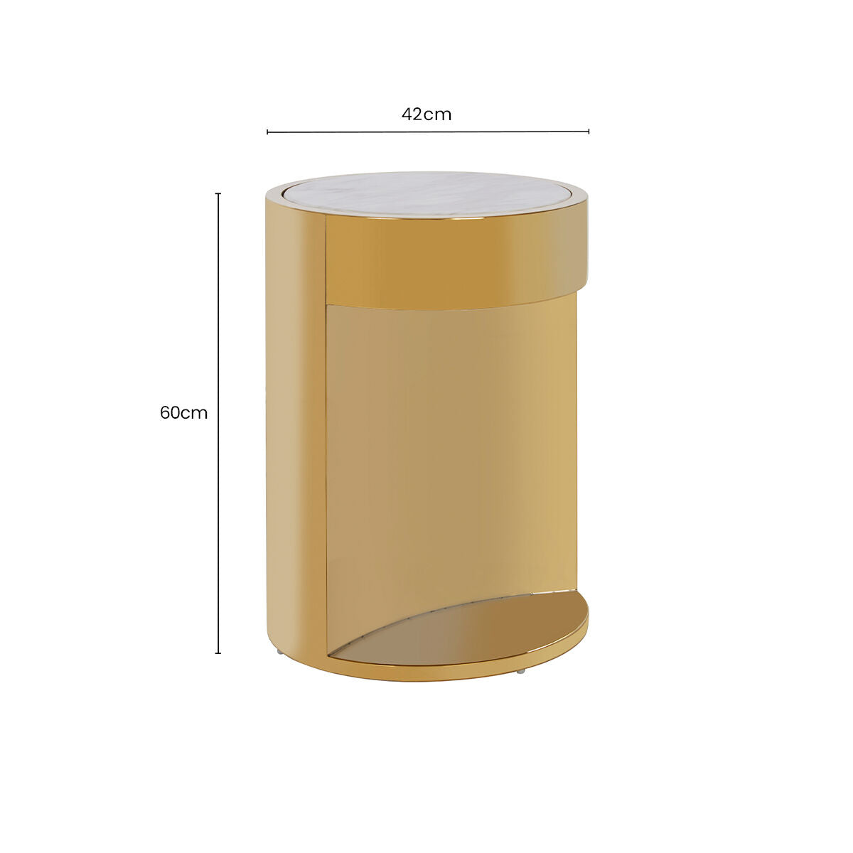 Image of White Marble Effect Round Side Table with Gold Finish Metallic Base, Carlox