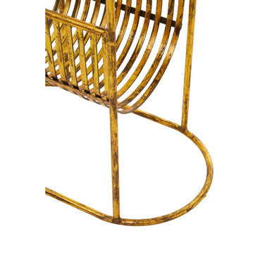 Image of White Marble Top Side Table with Curved Magazine Rack and Gold Metallic Frame, Rabia