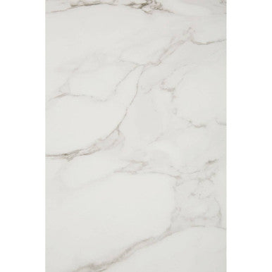 Image of White Marble Top Rectangular Dining Table with Gold Finish Intersecting Base, Vieste