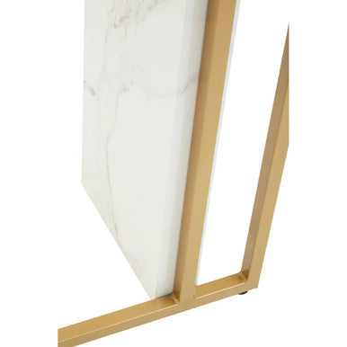 Image of White Marble Effect Top Console Table with Gold Powder Coated Metal Base, Vieste