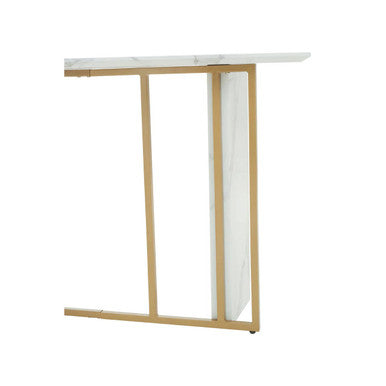 Image of White Marble Effect Top Console Table with Gold Powder Coated Metal Base, Vieste