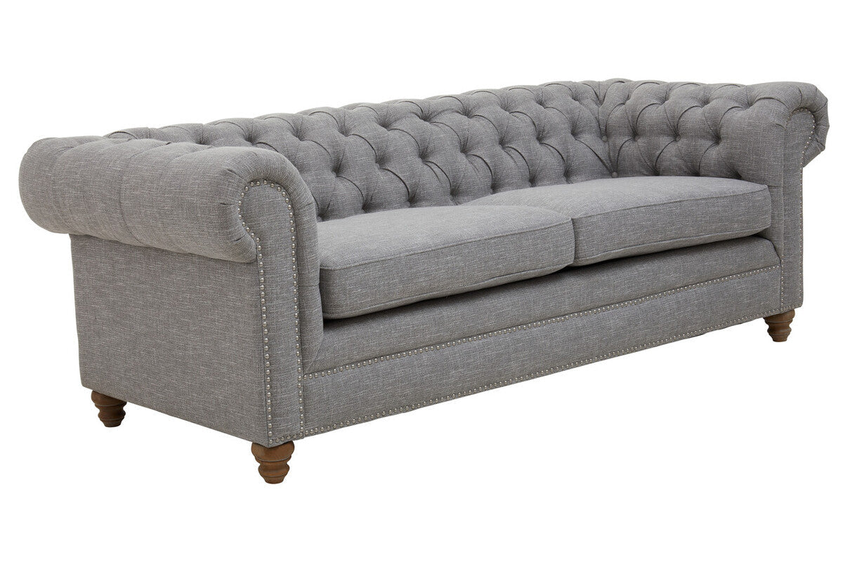 Image of 3 Seater Grey Linen Sofa, Stella