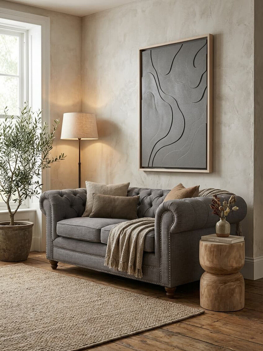 Image of 2 Seater Grey Linen Sofa, Stella