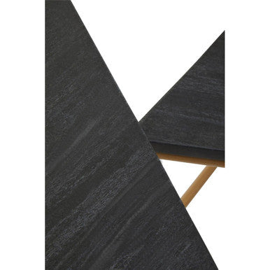 Image of Set of 3 Black Marble Triangular Nesting Tables with Matte Gold Metal Frames, Varana