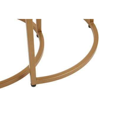 Image of Nest of 2 Half Moon Black Marble Top Nesting Tables with Gold Finish Metal Bases, Varana