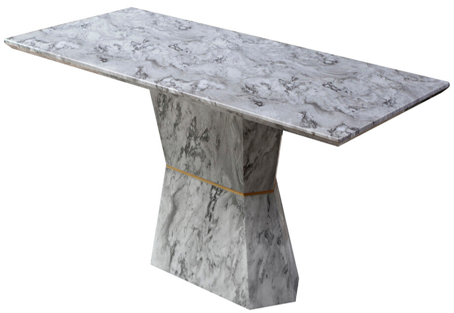 Image of Grey Marble Console Table with Multifaceted Base, Spezia