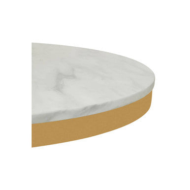 Image of White Marble Round Top Dining Table with Luxe Gold Finish Pedestal Base, Azalea