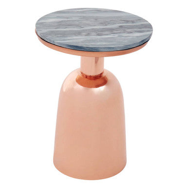Image of Black Marble Top Side Table with Chunky Copper Iron Base, Amira