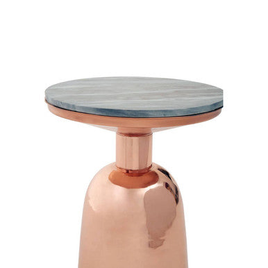 Image of Black Marble Top Side Table with Chunky Copper Iron Base, Amira