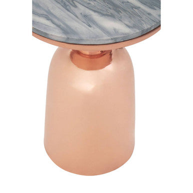Image of Black Marble Top Side Table with Chunky Copper Iron Base, Amira