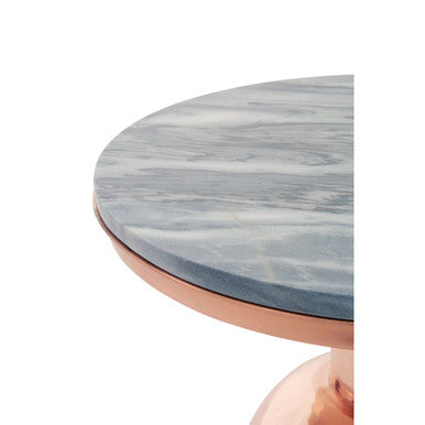 Image of Black Marble Top Side Table with Chunky Copper Iron Base, Amira