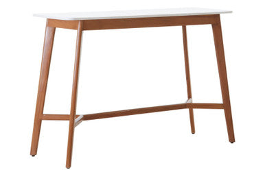 Image of White Marble Top Console Table with Sustainable Acacia Wood Base, Myan