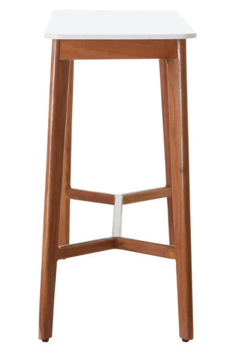 Image of White Marble Top Console Table with Sustainable Acacia Wood Base, Myan