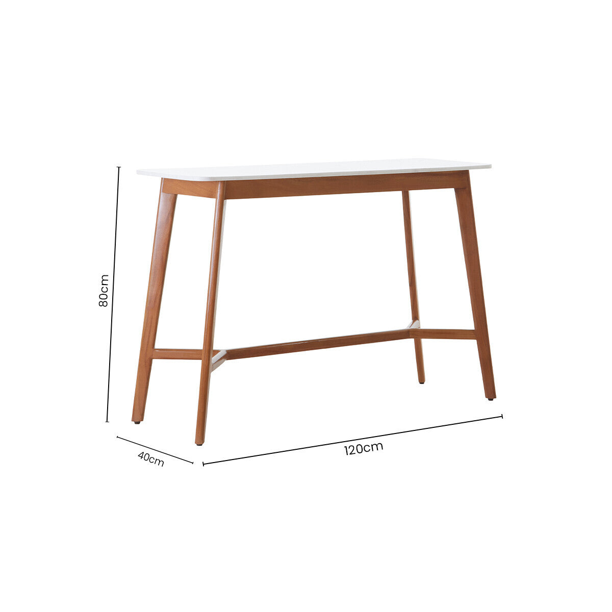Image of White Marble Top Console Table with Sustainable Acacia Wood Base, Myan