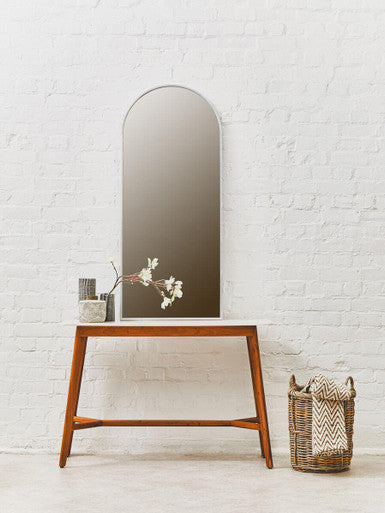 Image of White Marble Top Console Table with Sustainable Acacia Wood Base, Myan