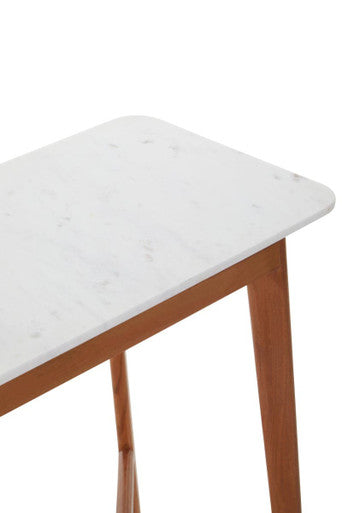 Image of White Marble Top Console Table with Sustainable Acacia Wood Base, Myan