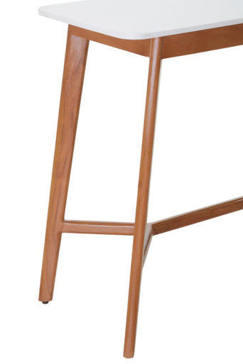Image of White Marble Top Console Table with Sustainable Acacia Wood Base, Myan