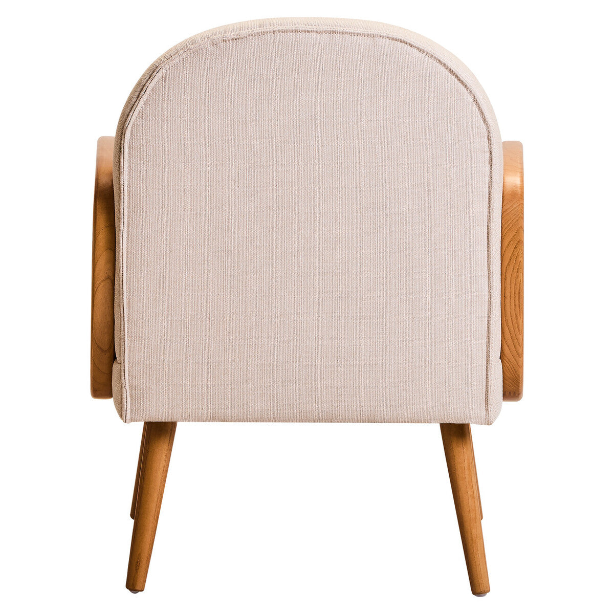 Image of Cebu Ivory Fabric and Cane Chair with Elm Wood Legs