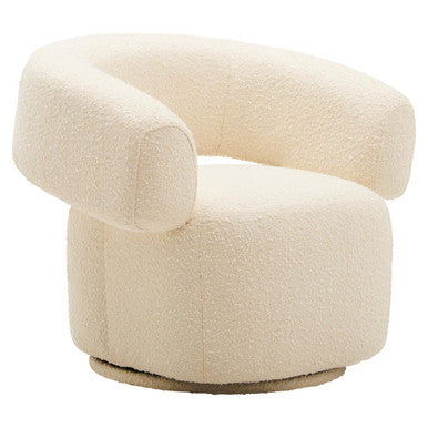 Image of Oliveto Ivory Boucle Curved Swivel Armchair