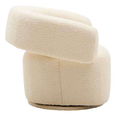 Image of Oliveto Ivory Boucle Curved Swivel Armchair