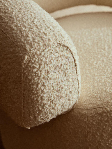 Image of Oliveto Ivory Boucle Curved Swivel Armchair