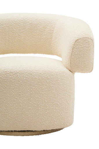 Image of Oliveto Ivory Boucle Curved Swivel Armchair