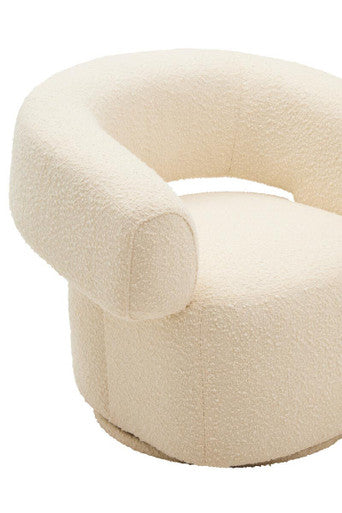 Image of Oliveto Ivory Boucle Curved Swivel Armchair