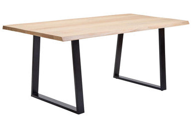 Image of Natural Two-Tone Live Edge Mango Wood Dining Table with Black Metal Legs, Perdoba