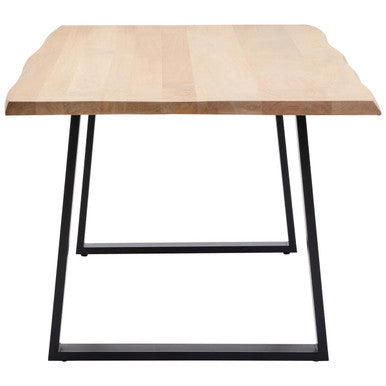 Image of Natural Two-Tone Live Edge Mango Wood Dining Table with Black Metal Legs, Perdoba