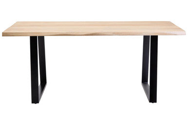 Image of Natural Two-Tone Live Edge Mango Wood Dining Table with Black Metal Legs, Perdoba