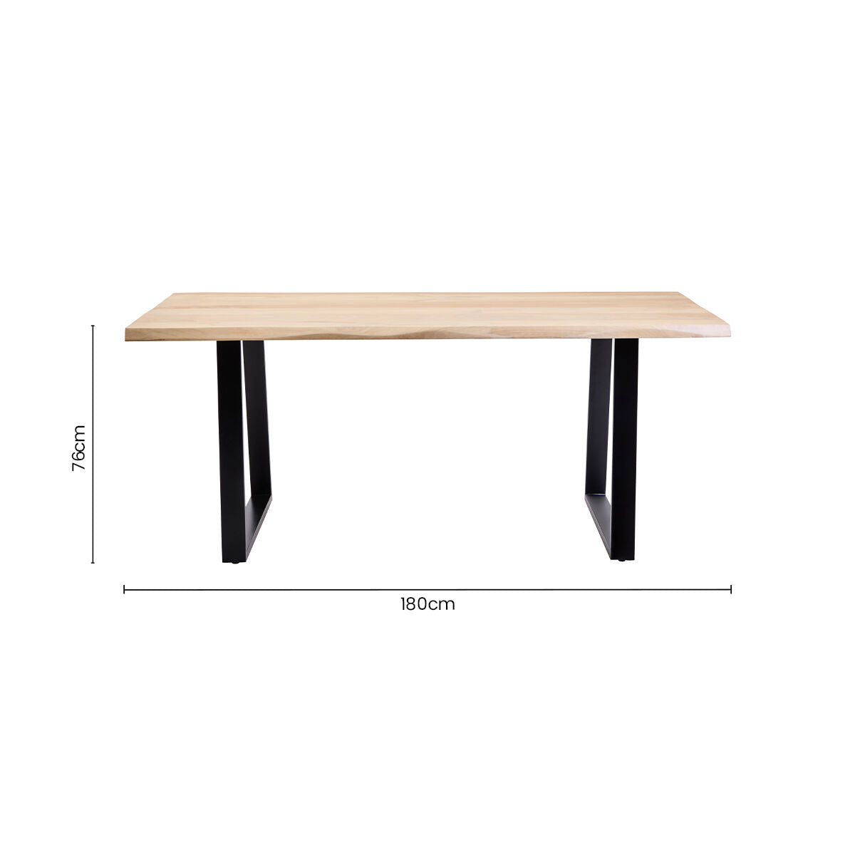 Image of Natural Two-Tone Live Edge Mango Wood Dining Table with Black Metal Legs, Perdoba