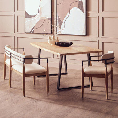 Image of Natural Two-Tone Live Edge Mango Wood Dining Table with Black Metal Legs, Perdoba