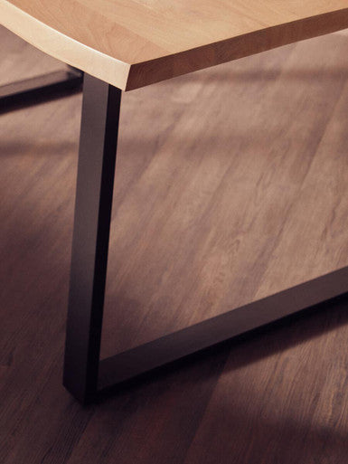 Image of Natural Two-Tone Live Edge Mango Wood Dining Table with Black Metal Legs, Perdoba