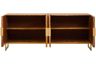 Image of Teora Mango Wood Paper Rope Detail Four Door Sideboard