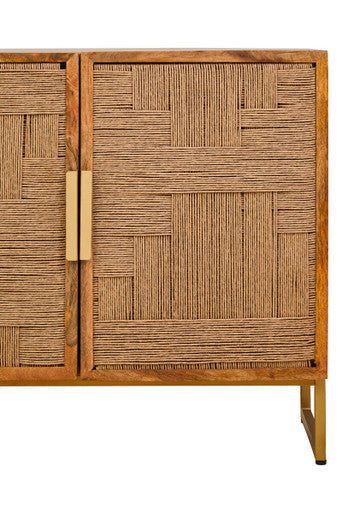 Image of Teora Mango Wood Paper Rope Detail Four Door Sideboard