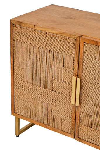 Image of Teora Mango Wood Paper Rope Detail Four Door Sideboard