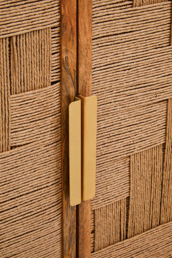 Image of Teora Mango Wood Paper Rope Detail Four Door Sideboard