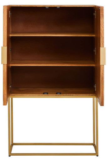 Image of Teora Paper Rope Detail Two Door Mango Wood Cabinet