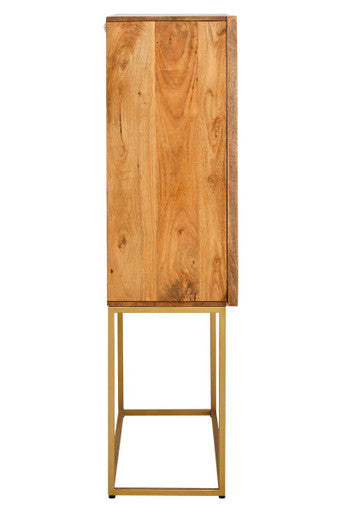 Image of Teora Paper Rope Detail Two Door Mango Wood Cabinet