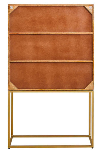 Image of Teora Paper Rope Detail Two Door Mango Wood Cabinet