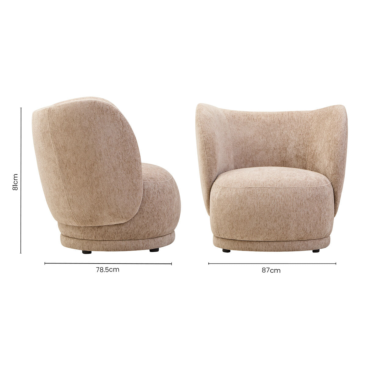 Image of Delray Deep Stone Chenille Curved Chair