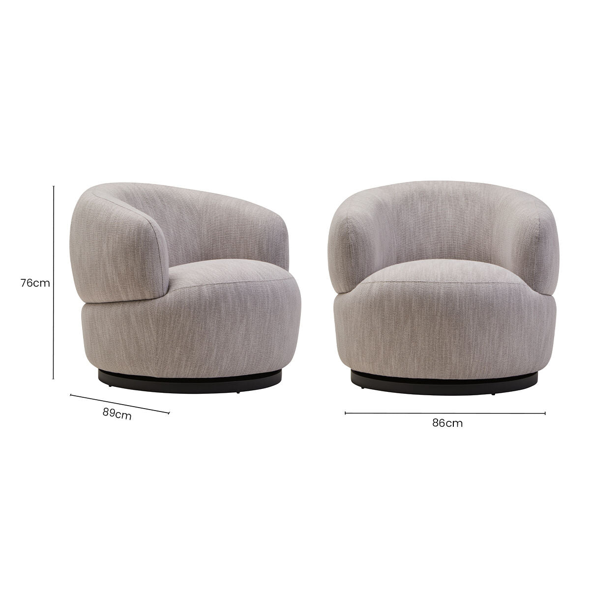 Image of Bordo Textured Grey Curved Swivel Chair