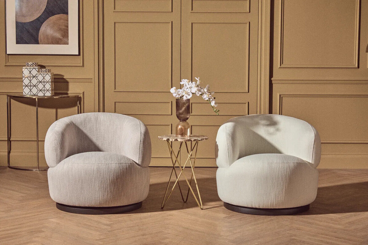 Image of Bordo Textured Grey Curved Swivel Chair