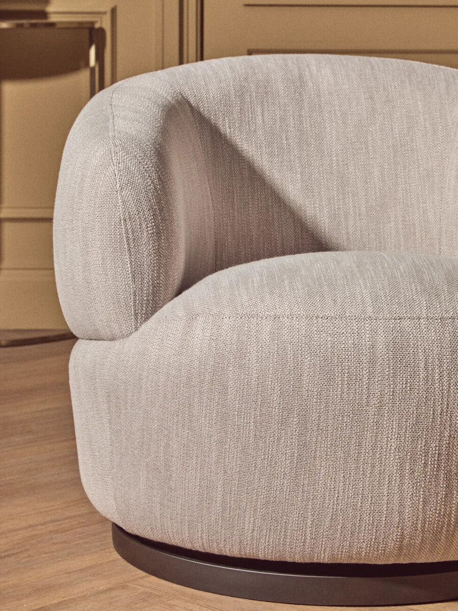 Image of Bordo Textured Grey Curved Swivel Chair